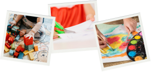 Crianças a brincar com blocos, ilustrando psicomotricidade preparação escolar.